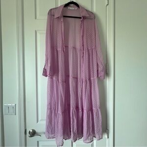 NWOT Sheer Lilac Long Duster Cardigan